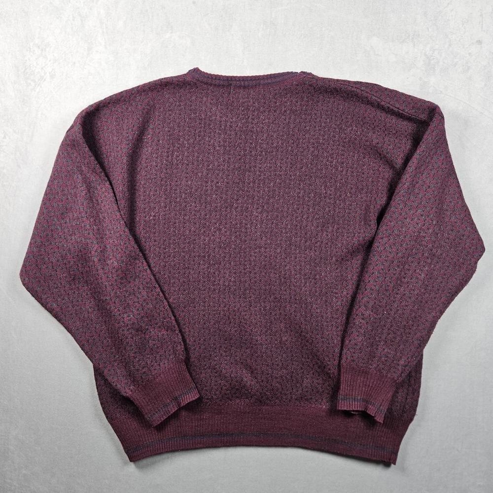 Vintage The Italian Sweater Co Sweater Mens Large Red Geometric Wool Blend 90s - Picture 2 of 8